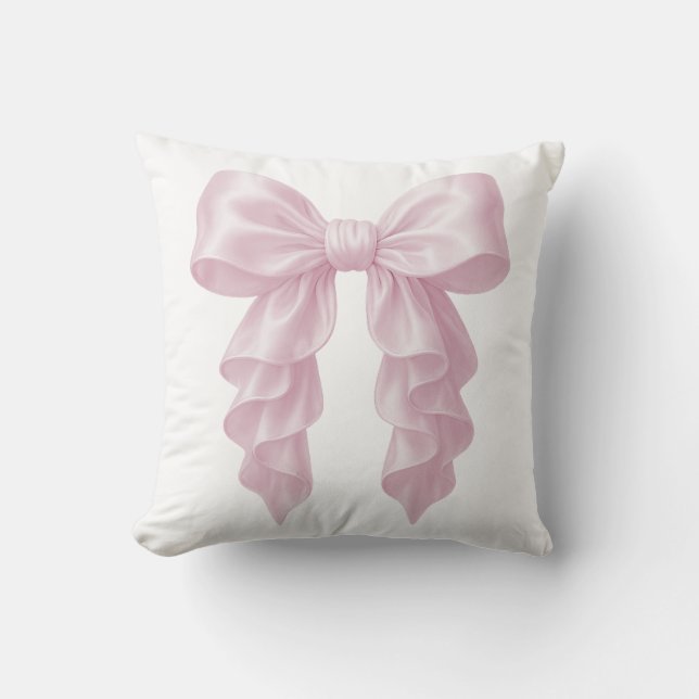 Pink Cascade Ruffle Bow Elegant Posh Girly Cushion (Front)