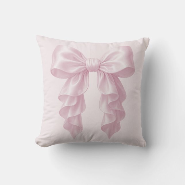 Pink Cascade Ruffle Bow Elegant Posh Girly Cushion (Front)