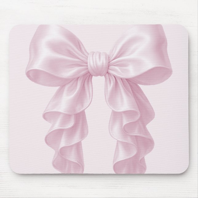 Pink Cascade Ruffle Bow Elegant Posh Girly Mouse Pad (Front)