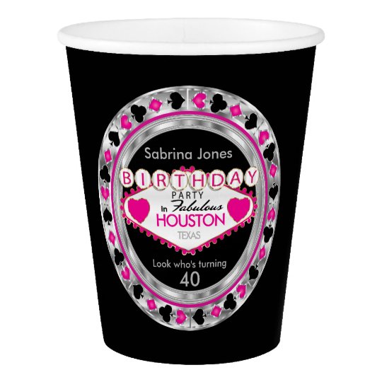 Pink Casino Poker Chip Birthday Party Paper Cup