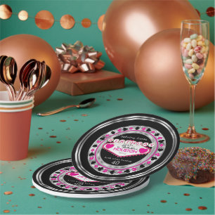 Pink Casino Poker Chip Birthday Party Paper Plate