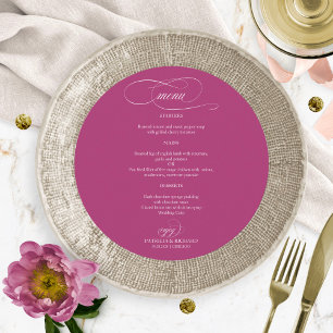Pink Cassis Elegant Round Wedding Menu