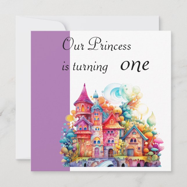 Pink Castle Custom Age Invitation (Front)