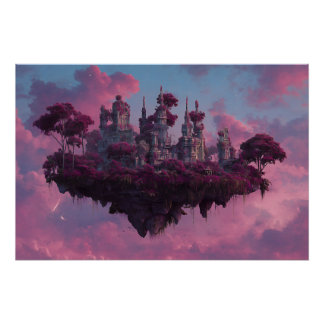 Pink Castle Floating Isle Poster