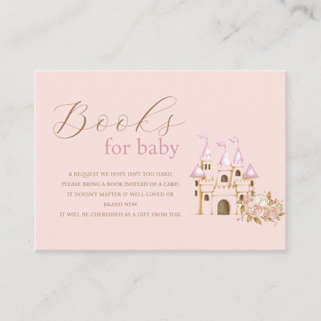 Pink Castle Princess Baby Shower Books for baby Enclosure Card (Front)