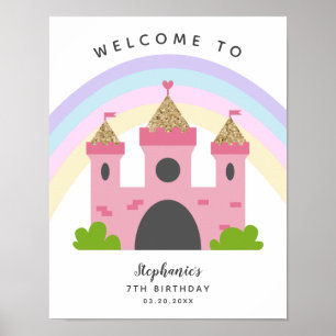 Pink Castle Princess Birthday Party Welcome Sign