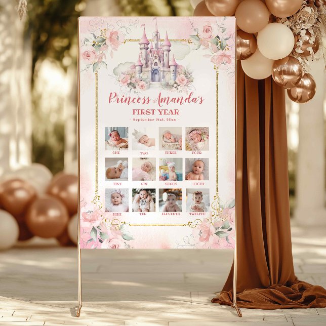 Pink Castle Princess First Year Photo Collage Post Poster (Creator Uploaded)