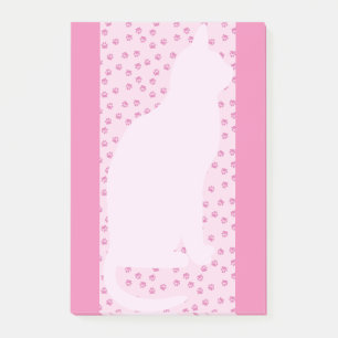 Pink cat and paws post-it notes