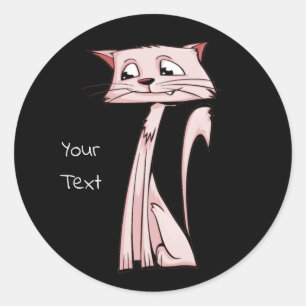 Pink Cat Classic Round Sticker