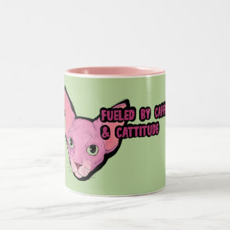 Pink Cat Coffee Time Two-Tone Coffee Mug