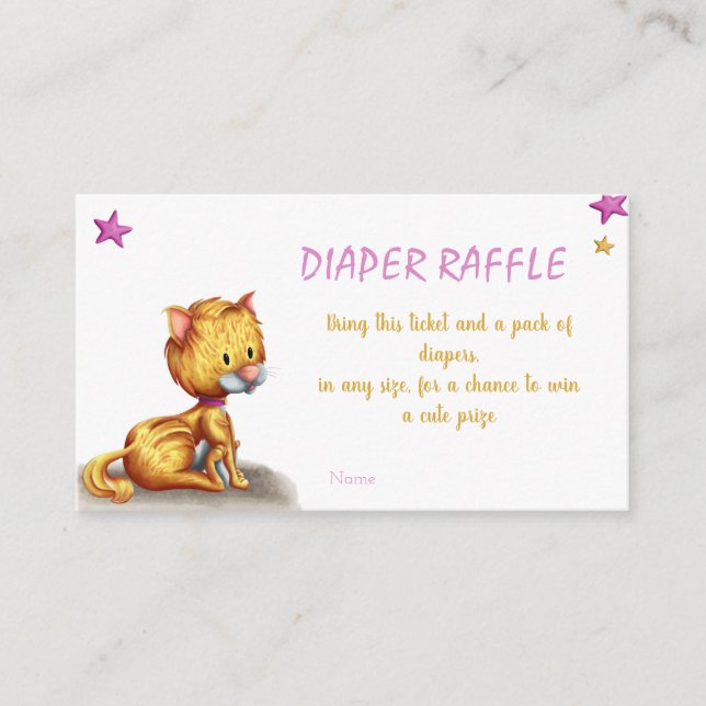 Pink Cat Diaper Raffle Enclosure Card (Front)