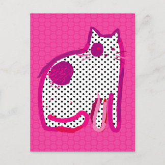 'pink cat' digital painting postcard