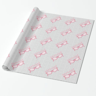 Pink Cat Eye Glasses - Personalise It Wrapping Paper