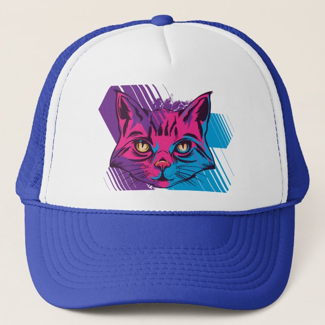 Pink Cat Face  Trucker Hat (Front)
