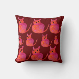Pink cat funky cute kitty cushion