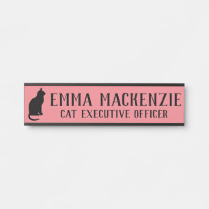 Pink Cat Hanging Door Sign Name Plate
