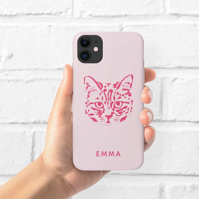 Pink Cat Illustration Phone Case (Creator Uploaded)