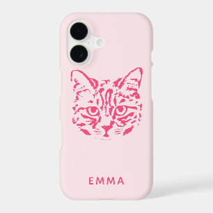Pink Cat Illustration Phone Case