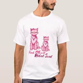 Pink Cat Kawaii Rebel Soul Sassy Art T-Shirt