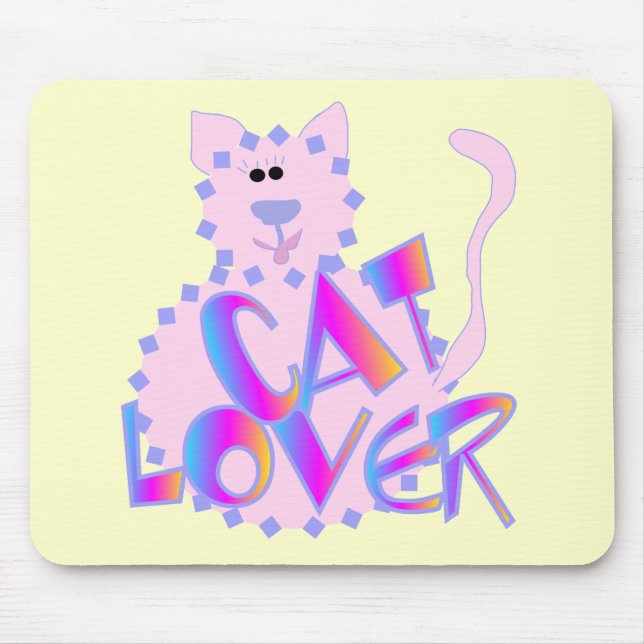 Pink Cat Lover Tshirts and Gifts Mouse Pad (Front)