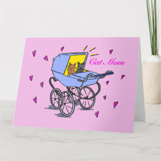 Pink Cat Mom Folded Greeting Card
