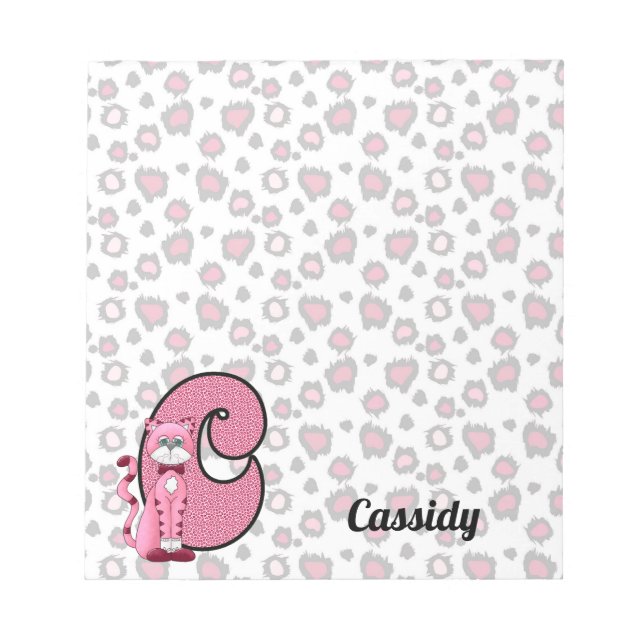 Pink Cat Monogrammed "C" Notepad (Front)