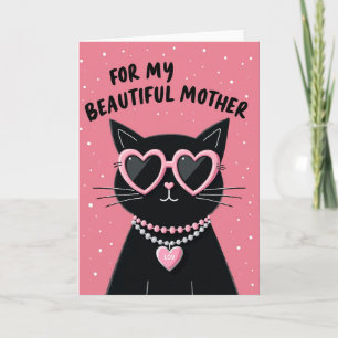 Pink Cat Mothers Day Love Card