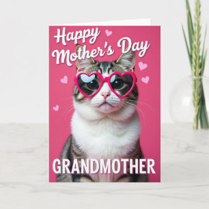 Pink Cat Mothers Day Portrait Card