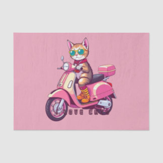 Pink cat motorcycle tissue paper