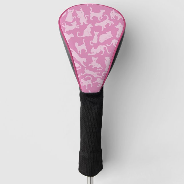 Pink Cat Pattern Golf Head Cover (Front)