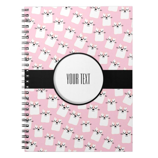 Pink Cat Pattern Notebook (Front)