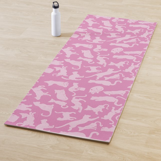 Pink Cat Pattern Yoga Mat (In Situ)