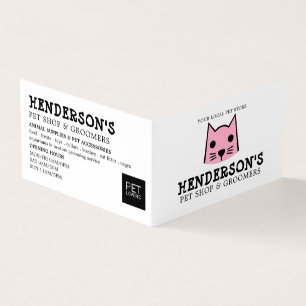 Pink Cat, Pet Store & Groomers Detailed Business Card
