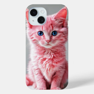 Pink Cat Photo Portrait iPhone 15 Case