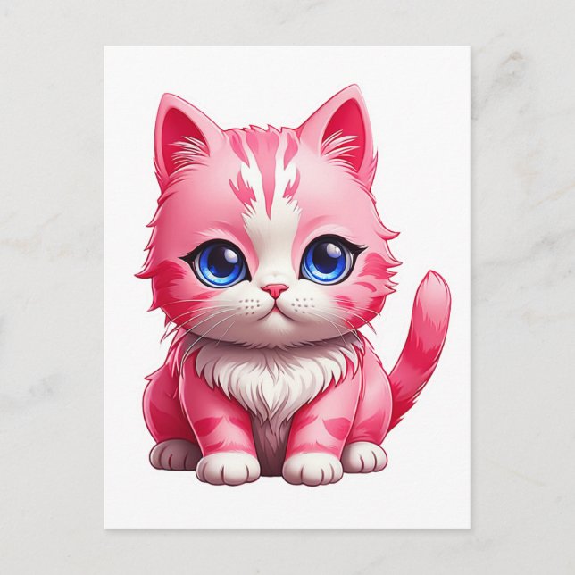 Pink Cat Postcard (Front)