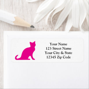 Pink cat silhouette return address labels