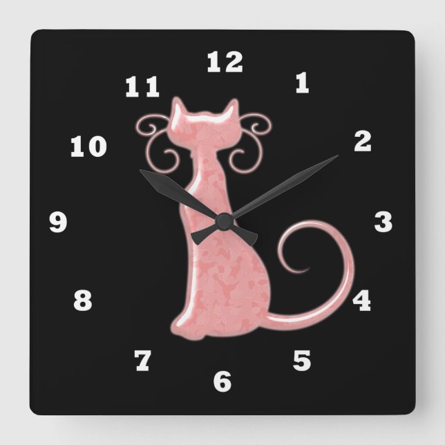 Pink Cat Sillohette clock (Front)