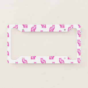 Pink Cat Sketch Painting Lovers Artist Painter Licence Plate Frame