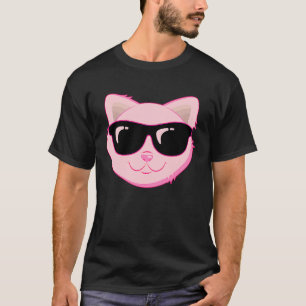 Pink Cat With Sunglasses National Cat Day T-Shirt