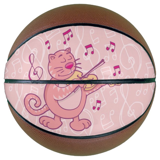 Pink Cat with Violin Basketball (Front)