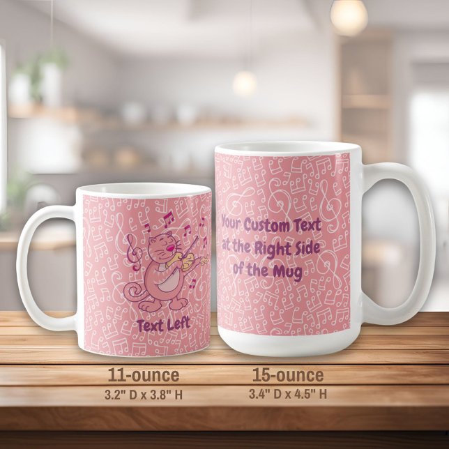 Pink Cat with Violin Coffee Mug (Creator Uploaded)