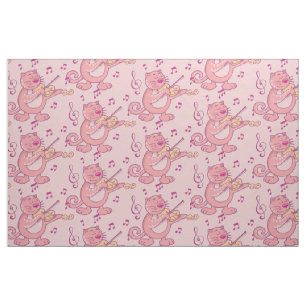 Pink Cat with Violin Fabric