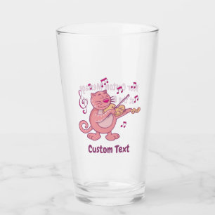 Pink Cat with Violin Glass