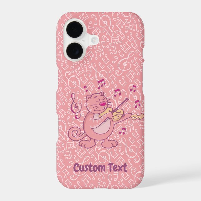 Pink Cat with Violin iPhone Case (Back)