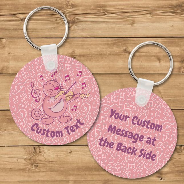Pink Cat with Violin Keychain (Creator Uploaded)