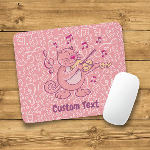 Pink Cat with Violin Mouse Pad
