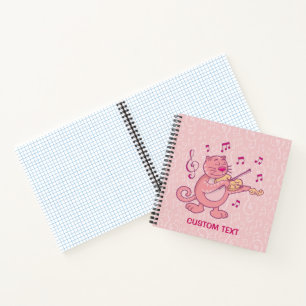 Pink Cat with Violin Notebook