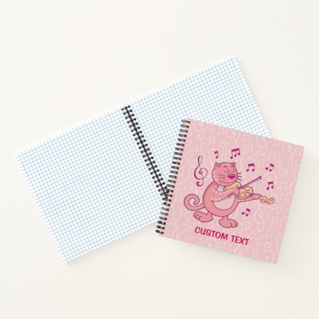 Pink Cat with Violin Notebook (Inside)