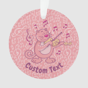 Pink Cat with Violin Ornament