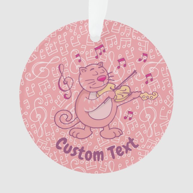 Pink Cat with Violin Ornament (Front)